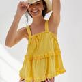 Anthropologie Tops | Anthropologie Tiered Eyelet Tank Nwt S Nwt | Color: Yellow | Size: S