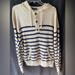 J. Crew Sweaters | J.Crew Sweater Mens Oatmeal Blue Striped Pullover Henley Hoodie Cotton Knit | Color: Blue/Cream | Size: Xl