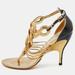 Gucci Shoes | Gucci Metallic Gold/Black Leather Chain Occasion Ankle Strap Sandals Size 38 | Color: Black/Gold | Size: 38