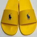 Polo By Ralph Lauren Shoes | New Polo Ralph Lauren Yellow With Navy Blue Pony Slides Sandals Slipper Men’s 11 | Color: Blue/Yellow | Size: 11