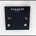 Coach Jewelry | Coach Signature Studs And Rhinestone Studs. 2 Pairs Of Earrings | Color: Silver | Size: Os