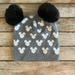 Disney Accessories | Disney Mickey Mouse Beanie Pom Pom Ears | Color: Gray/White | Size: Os