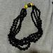J. Crew Jewelry | Jcrew Navy Blue 4 Strand Beaded Necklace. Snaps W/Blue Lady Bug In Rhinestones. | Color: Blue/Gold | Size: Os
