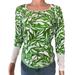 Athleta Tops | Athleta Swim Top Womens Medium White Green Print Long Sleeve Round Neck Stretch | Color: Green | Size: M