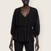 Zara Tops | Euc | Zara | Swiss Dot Sheer Blouse | Black | Small | Color: Black | Size: S