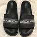 Michael Kors Shoes | New Michael Kors Women’s 10 Black Gray Signature Brandy Slide Sandal | Color: Black/Gray | Size: 10