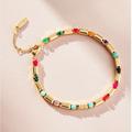 Anthropologie Jewelry | Anthropologie Baguette Tennis Bracelet | Color: Gold/Red | Size: Os