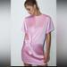 Zara Dresses | Brand New Zara Satin Effect Mini Dress | Color: Pink | Size: S