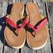 Coach Shoes | Coach Shelly Leather Flip Flops Sandals 11 | Color: Red/Tan | Size: 11
