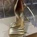 Free People Shoes | Free People Gold Strap 3-1/2” Heels | Color: Gold | Size: 8