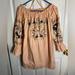 Free People Dresses | Euc Free People Xs Embroidered Off Shoulders Mini Dress. Beautiful Condition | Color: Cream/Orange | Size: Xs