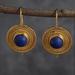 Anthropologie Jewelry | 18k Gold Plated Titanium & Lapis Earrings 1.8” | Color: Gold/Tan | Size: 1.5”