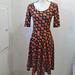 Lularoe Dresses | Lularoe Nicole Orange Aztec A-Line Fit Flare Stretch Midi Dress Xs | Color: Orange | Size: Xs