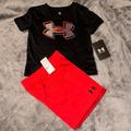 Under Armour Matching Sets | Boys Under Armour Matching Short Set Size 24m Nwt | Color: Black/Red | Size: 24mb