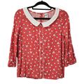 Disney Tops | Disney Lauren Conrad Mini Mouse Blouse | Color: Orange/White | Size: S