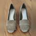 Nine West Shoes | Euc Nine West Beige Suede Low Block Heel Closed Round Toe Loafer Style Pumps | Color: Cream | Size: 8.5