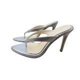 Jessica Simpson Shoes | Jessica Simpson Women's Pules Silver Shimmer High Heel Sandal - 7m | Color: Silver/Tan | Size: 7