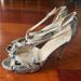 Kate Spade Shoes | Kate Spade Platform Neutral Snake Metallic Open Toe Heels 7 1/2 (Gently Worn) | Color: Gold/Tan | Size: 7.5