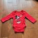 Disney One Pieces | Disney Red Holiday Long Sleeve Onesie Newborn | Color: Red/White | Size: Newborn