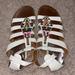 Nine West Shoes | *3 For $15* Nine West Beaded Sandals | Color: Pink/White | Size: 9.5