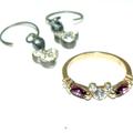 Disney Jewelry | Disney Parks Vintage Mickey Mouse Swarovski Purple Gold Tone Ring Earring Size 6 | Color: Gold/Silver | Size: 6