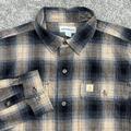 Carhartt Shirts | Carhartt Gray Tan Plaid Button Up Brushed Cotton Soft Flannel Shirt Men’s M | Color: Gray/Tan | Size: M