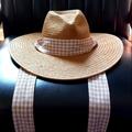 Madewell Accessories | Biltmore For Madewell Toyo Straw Hat With Tan/White Gingham Ribbon | Color: Black/Red | Size: Os