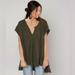 Free People Tops | Free People Olive Green Aster Henley Top | Color: Green | Size: S