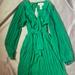 Jessica Simpson Dresses | Green Mini Dress W/ Bishop Sleeves And A Pleated Bottom | Color: Green | Size: S