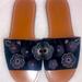Coach Shoes | Coach Tea Rose Rivet Stud Black Suede Slide Sandals Shoes Size 8 | Color: Black/Silver | Size: 8