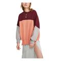 Free People Sweaters | Free People Womens Maroon Color Block Long Sleeve T-Shirt Size: M | Color: Red | Size: M