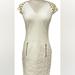 Michael Kors Dresses | Michael Kors Cream Studded Shoulder V Neck Dress | Color: Gold/White | Size: 0