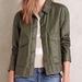 Anthropologie Jackets & Coats | Hei Hei Anthropologie Jacket Small Green Wax Coated Collared Solid Button Long S | Color: Green | Size: S