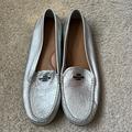 Coach Shoes | Coach Marley Leather Silver Loafers | Color: Silver/Tan | Size: 8