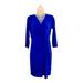 Michael Kors Dresses | Michael Kors Solid Blue Surplice Faux Wrap Knee Length Dress Size Xs | Color: Blue | Size: Xs