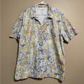 Columbia Shirts | Columbia Pfg Performance Fishing Blue Yellow Floral Hawaiian Button Shirt Mens L | Color: Blue/Yellow | Size: L