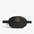 Gucci Bags | Gucci Gg Black Marmont Matelasse Leather Belt Bag Size 85. With Dust Bag And Box | Color: Black/Gold | Size: 85
