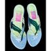 Lilly Pulitzer Shoes | Lilly Pulitzer Sandals Womens 8 Blue Green Thong Low Heel Twisted Leather Italy | Color: Blue/Green | Size: 8