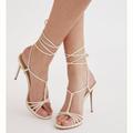 Anthropologie Shoes | Anthropologie Sam Edelman Lace Up Heels Sandal Shoes Size 10 Nwt | Color: Cream/White | Size: 10