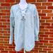 Free People Tops | Free People Acid Wash Denim Lace Up Tunic Shirt Mini Dress Womens Small | Color: Blue/White | Size: S