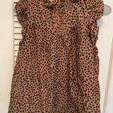 J. Crew Tops | J. Crew Animal Print Top With Lining | Color: Black/Tan | Size: Xs