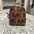 Michael Kors Bags | Michael Kors Cindy Mk Graphic Luggage Backpack Nwt Authentic Women Big Mk Logo | Color: Brown | Size: Os