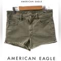 American Eagle Outfitters Shorts | American Eagle Hi-Rise Shortie Distressed Denim Shorts In Faded Olive~ | Color: Green/Red | Size: 6