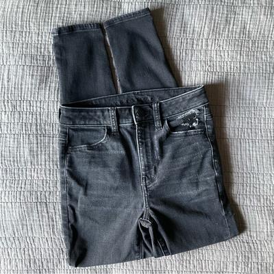 American Eagle Outfitters Jeans | Ae Ne(X)T Level Stretch Super Hi-Rise Black Distressed Jeggings Size 0 Short | Color: Black/Gray | Size: 0