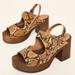 Free People Shoes | Free People “Belem” Snakeskin Print Wooden Chunky Heel Platform Clog Sandal | Color: Brown/Tan | Size: 36eu