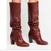 Free People Shoes | Free People Tennison Tall Slouch Boot Block Heel Mahogany Brick Red 37 Us 7 Vguc | Color: Red | Size: 7