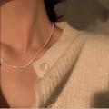 Anthropologie Jewelry | New Anthropologie Silver Sparkling Clavicle Chain Choker Necklace | Color: Silver/White | Size: ~17.71"