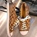 Coach Shoes | Gently Worn Coach Sneakers. Original Coach Brown/Tan Fabric . Sz 8 1/2 | Color: Brown/Tan | Size: 8.5