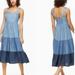 Kate Spade Dresses | Kate Spade Brooke Street Chambray Patio Te Cell Tiered Dress, Size L | Color: Blue | Size: L