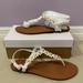 Jessica Simpson Shoes | Nib Jessica Simpson Riel Flower Appliqu Flat Sandals | Color: Cream/White | Size: 9